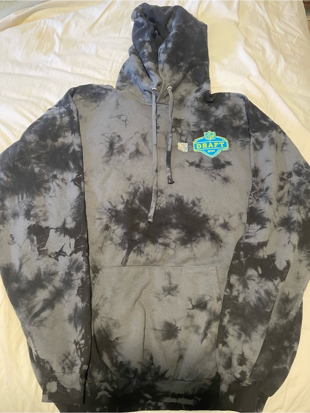 Port and Company Black and Gray Tie-Dye Crewneck hoodie Sweatshirt